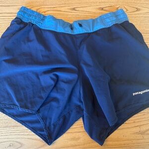 Patagonia Women's Navy and Light Blue Athletic Shorts